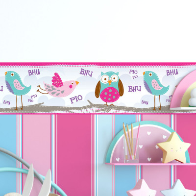 Faixa Decorativa Infantil Corujas - Has#Tag - Rolo com 5 Metros