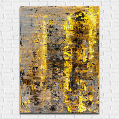 Quadro Decorativo Abstrato Destaque Amarelo - Em Canvas