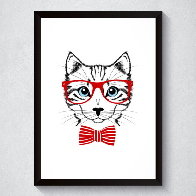 Quadro Decorativo Gato De Óculos