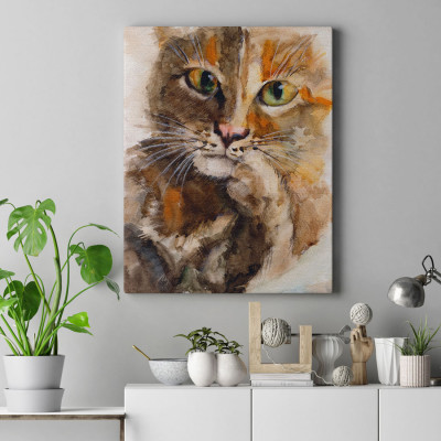 Quadro Decorativo Pintura Gato - Em Canvas
