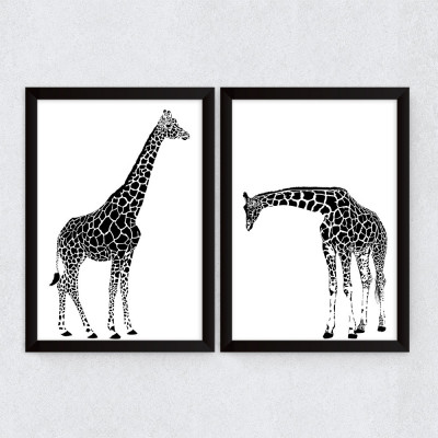 Conjunto de Quadros Decorativos Girafas