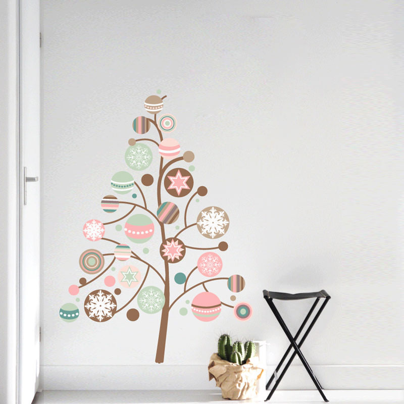 Adesivo Decorativo Árvore de Natal com Bolas Coloridas