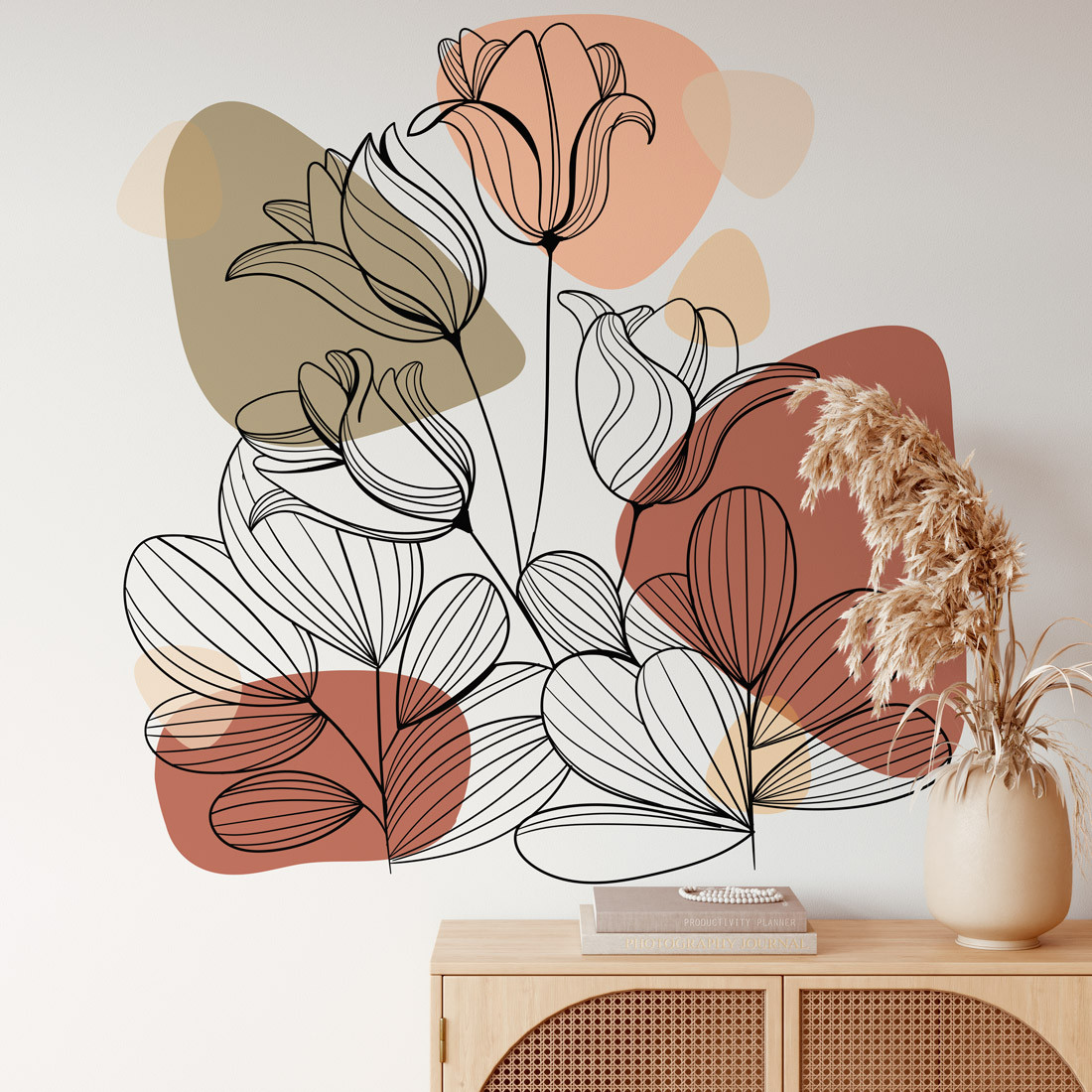 Adesivo de Parede Flores Abstrato (Tons Terrosos) - Modelo Exclusivo | Bem  Colar