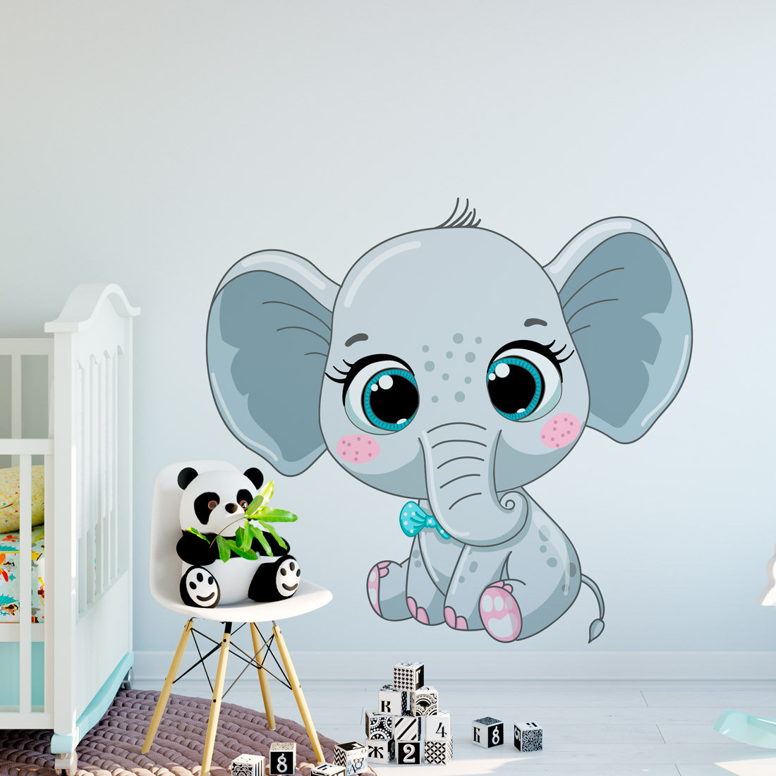 Adesivo de Parede para Criança com Elefante Fofo