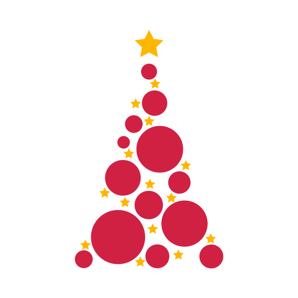 Adesivo de Parede Árvore de Natal Abstrata Bolas e Estrelas