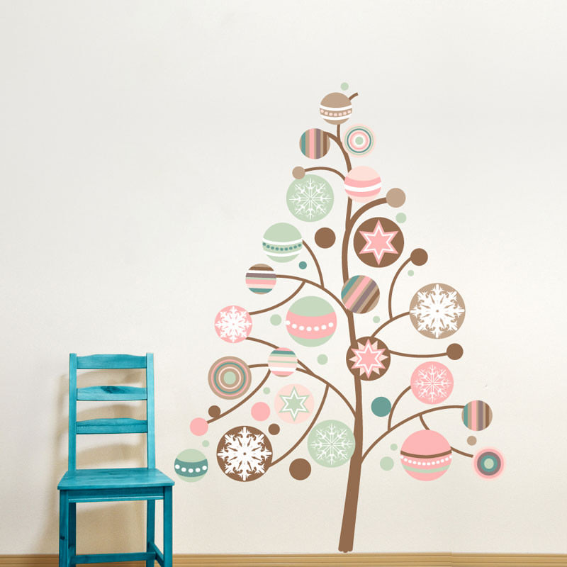 Adesivo de Parede Árvore de Natal com Bolas Coloridas - Modelo Exclusivo |  Bem Colar