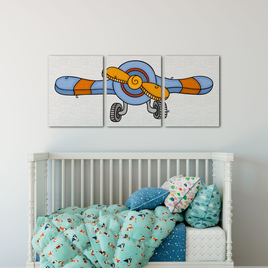 Conjunto de Quadros Decorativos Infantil Aviãozinho - Em Canvas