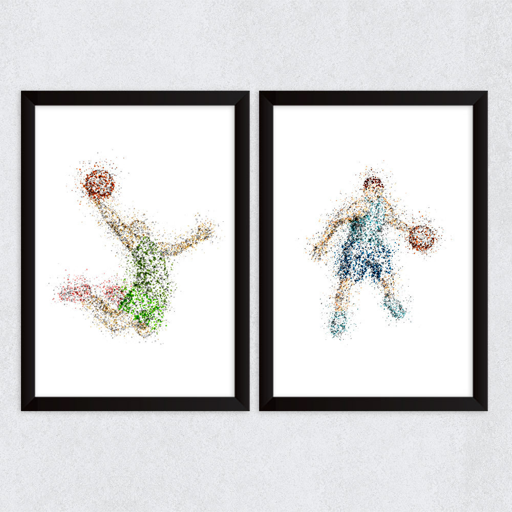 Quadro Decorativo Jogadores Basketball Abstrato