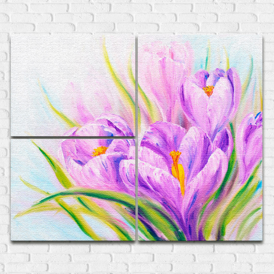 Quadros Decorativos Assimétrico Flor de Açafrão - Em Canvas | Bem Colar
