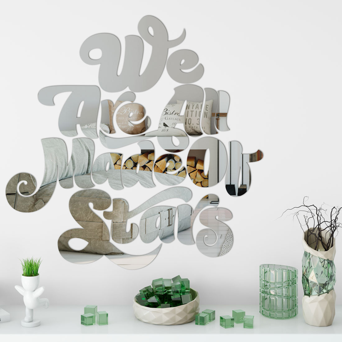 Espelho Decorativo Frase "We Are All Made Of Stars" 
