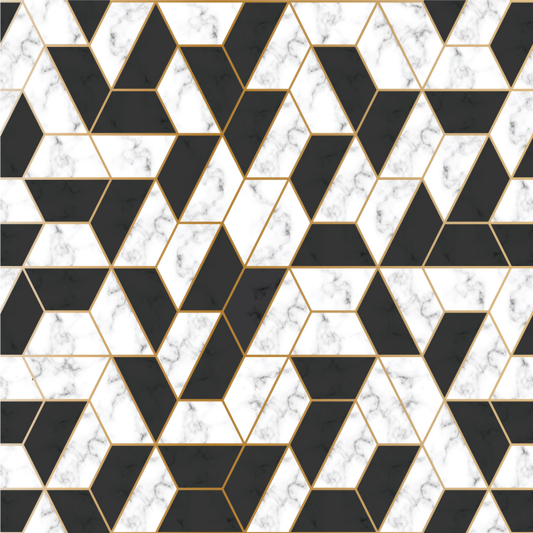 Papel de Parede Geométrico Abstrato Preto e Branco com Linhas Douradas |  Papel Adesivo | Bem Colar
