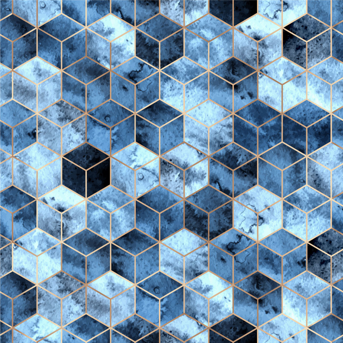 Papel de Parede Cubos 3D em Tons de Azul