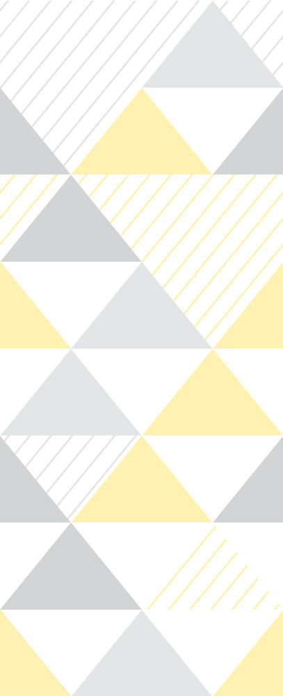 Papel de Parede Infantil Triângulos (Tons de Cinza e Amarelo - Padrão Grande) 