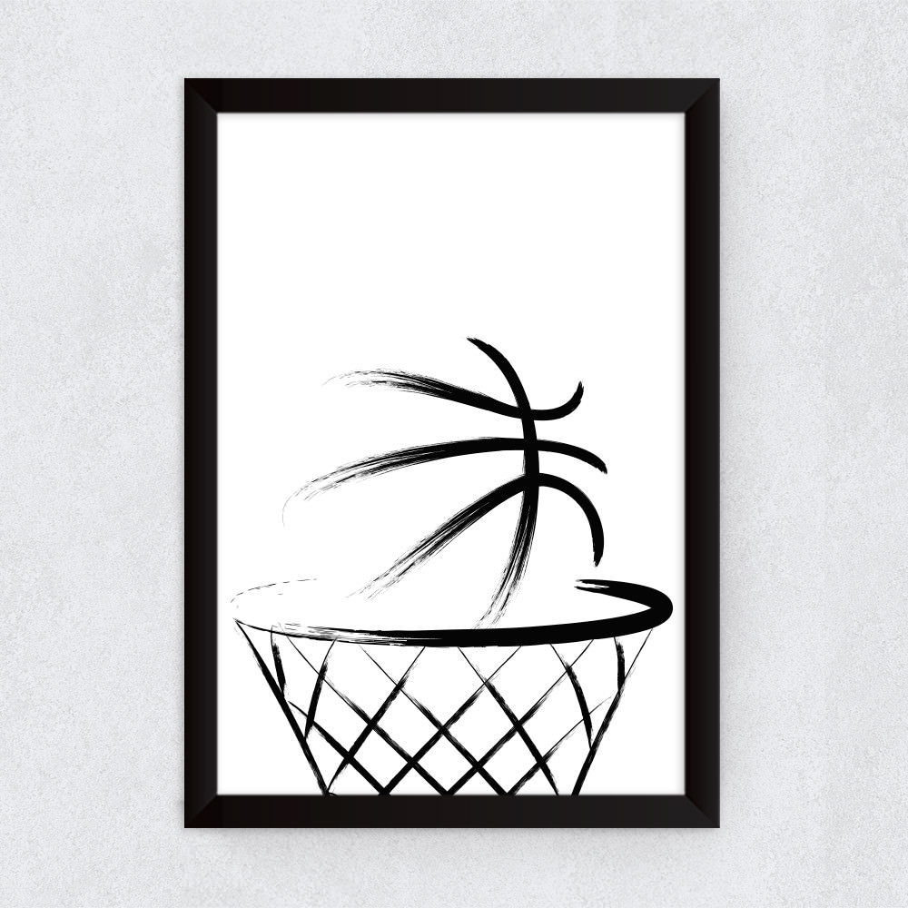 Quadro Decorativo Bola na Cesta Basketball