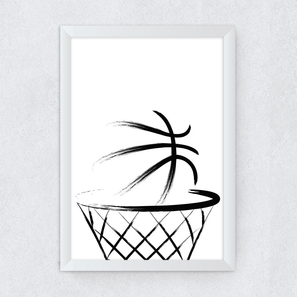 Quadro Decorativo Bola na Cesta Basketball