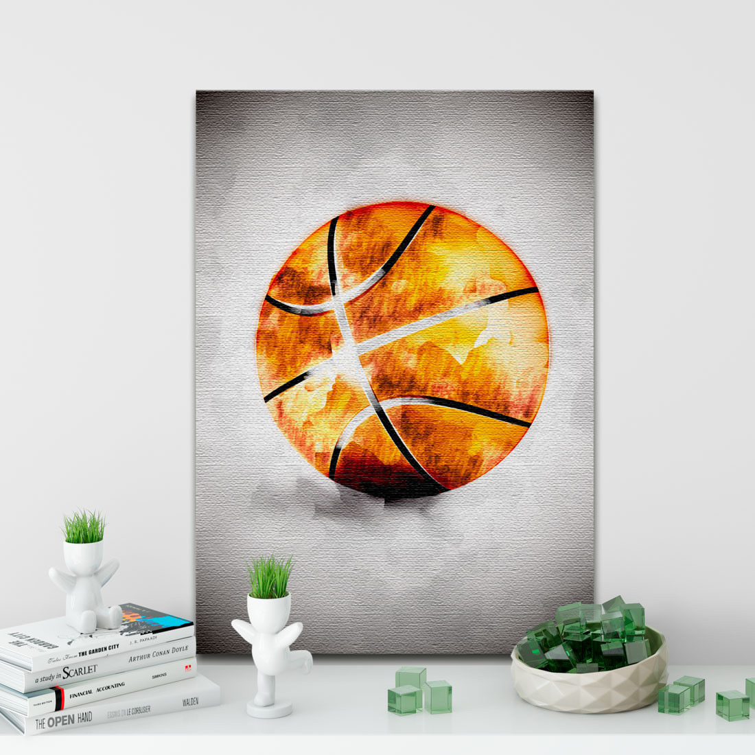 Quadro Decorativo Basketball Aquarela - Em Canvas