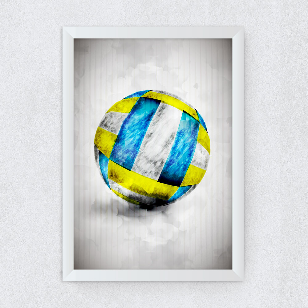 Quadro Decorativo Bola de Voleibol Aquarela