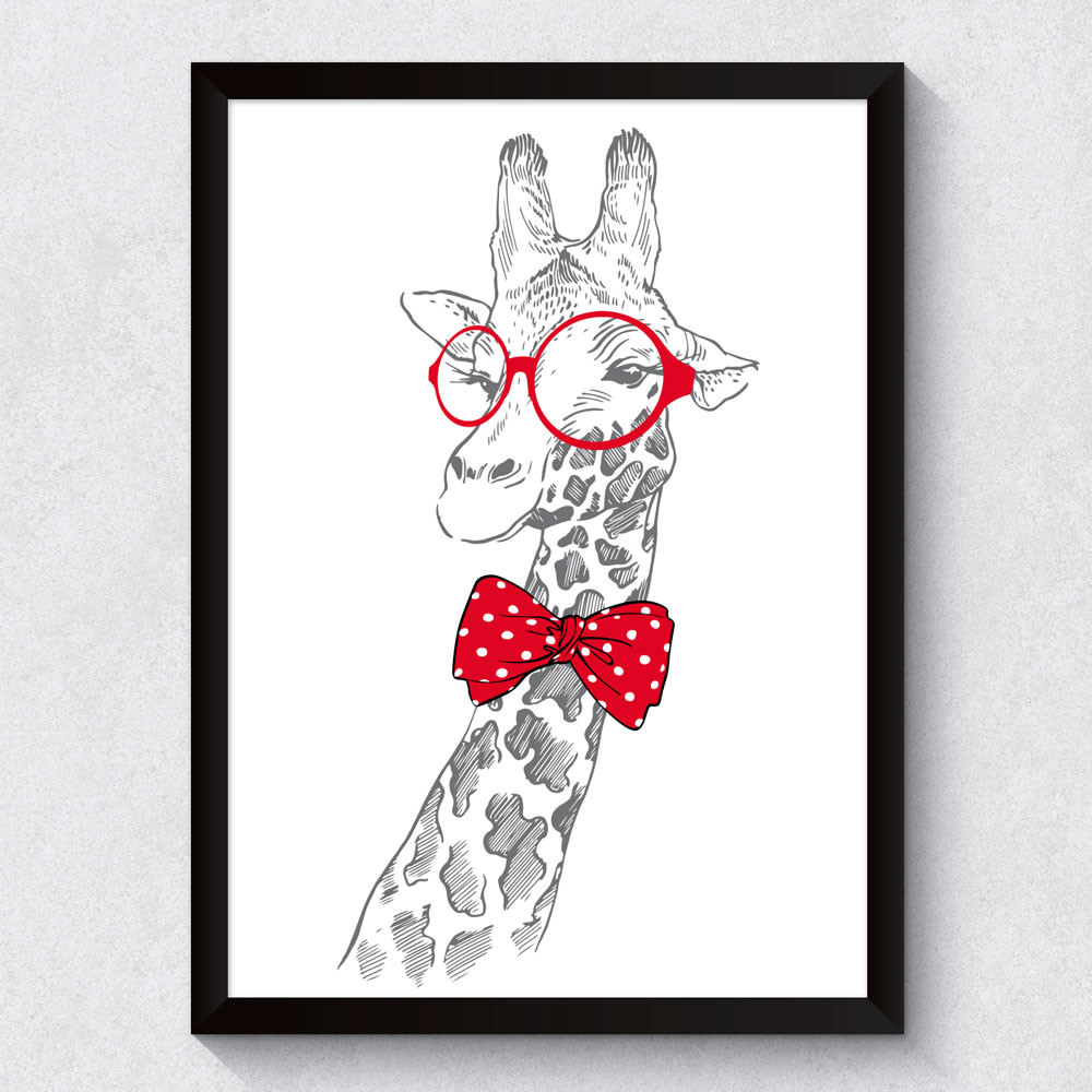 Quadro Decorativo Girafa de Óculos