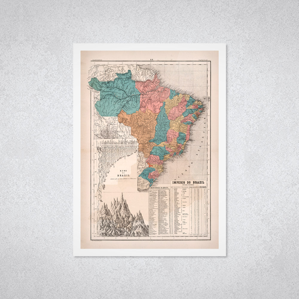 Quadro Decorativo Mapa Antigo Brasil Império