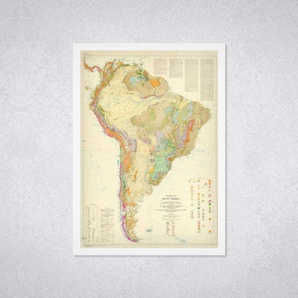 Quadro Decorativo Mapa Geológico América do Sul
