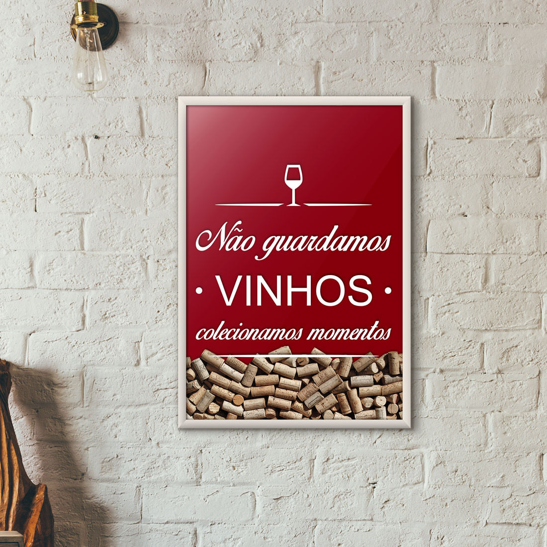 Quadro Porta Rolhas de Vinho - Colecionamos Momentos - Vinho
