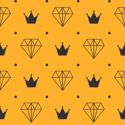 Papel de Parede Coroa e Diamante (Amarelo e Chumbo)