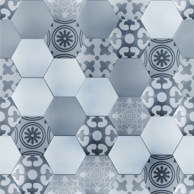 Papel de Parede Azulejos Hexagonal Bege