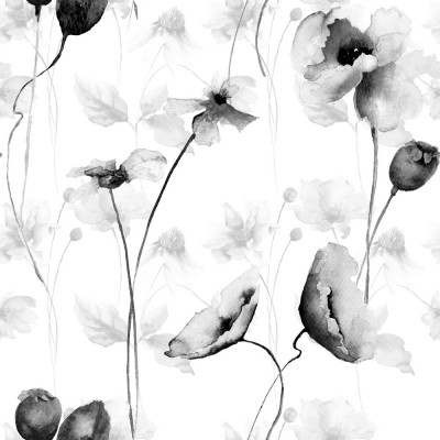 Papel de Parede Floral Preto & Branco