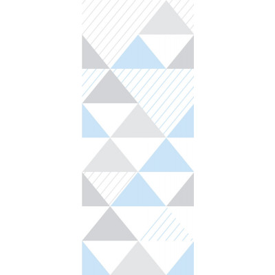 Papel de Parede Infantil Triângulos (Tons de Cinza e Azul - Padrão Grande) 