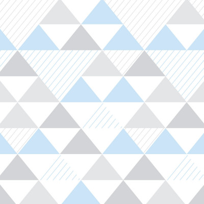 Papel de Parede Infantil Triângulos (Tons de Cinza e Azul) 