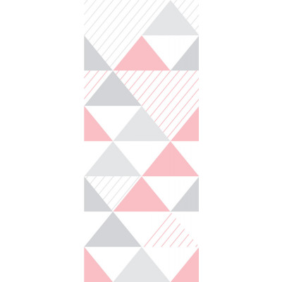 Papel de Parede Infantil Triângulos (Tons de Cinza e Rosa - Padrão Grande) 