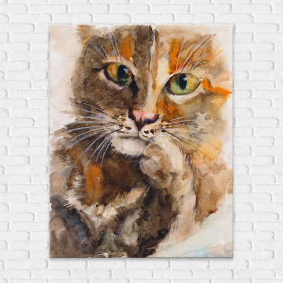 Quadro Decorativo Pintura Gato - Em Canvas