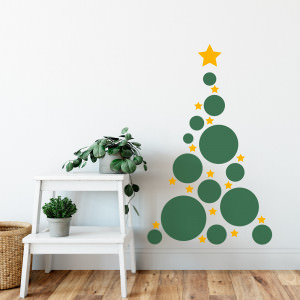 Adesivo de Parede Árvore de Natal Abstrata Estrelas e Bolas - Modelo  Exclusivo | Bem Colar