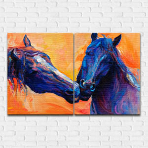 Conjunto de Quadros Decorativos Cavalos - Em Canvas