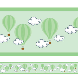 Faixa Decorativa Balões Nuvens - Verde