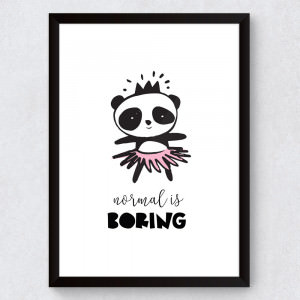 Quadro Decorativo Infantil Panda "Normal Is Boring"
