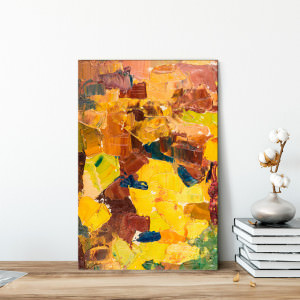 Quadro Decorativo Pintura Abstrata Tons de Amarelo e Marrom - Em Canvas