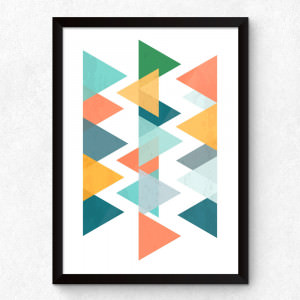 Quadro Decorativo Triângulos Abstratos Coloridos