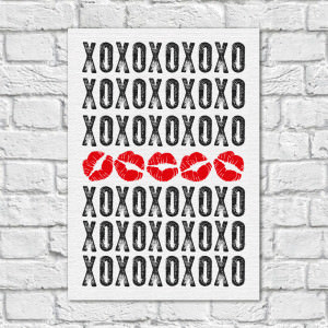 Quadro Decorativo XOXO - Abraços e Beijos - Em Canvas