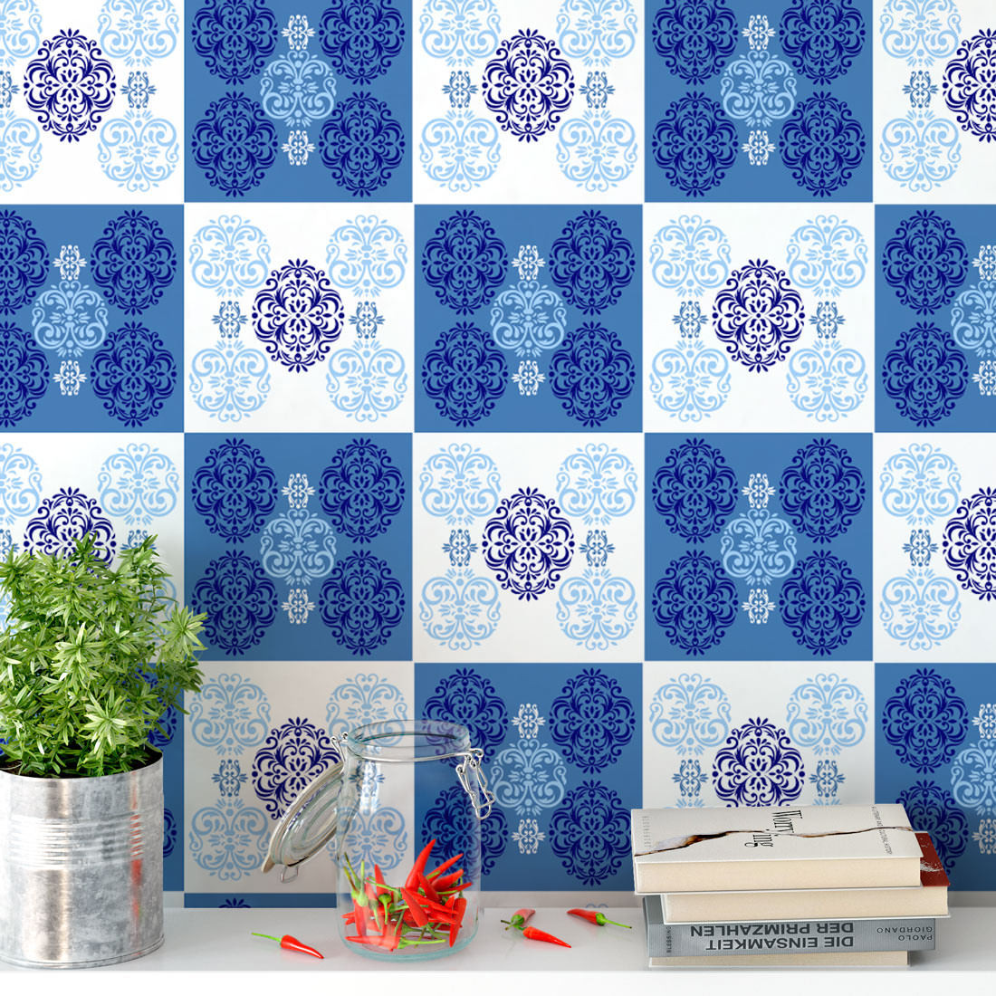 Adesivo para Azulejo Português Hidráulico Arabesco Azul