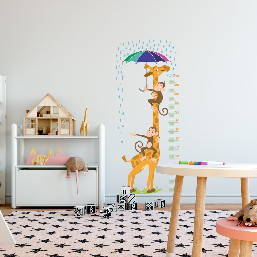 Adesivo de Parede Infantil Régua Medidora Girafa