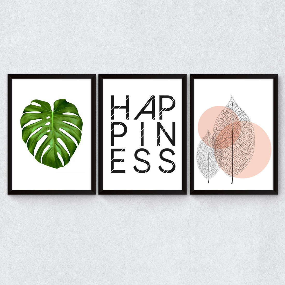 Conjunto de Quadros Decorativos Happiness