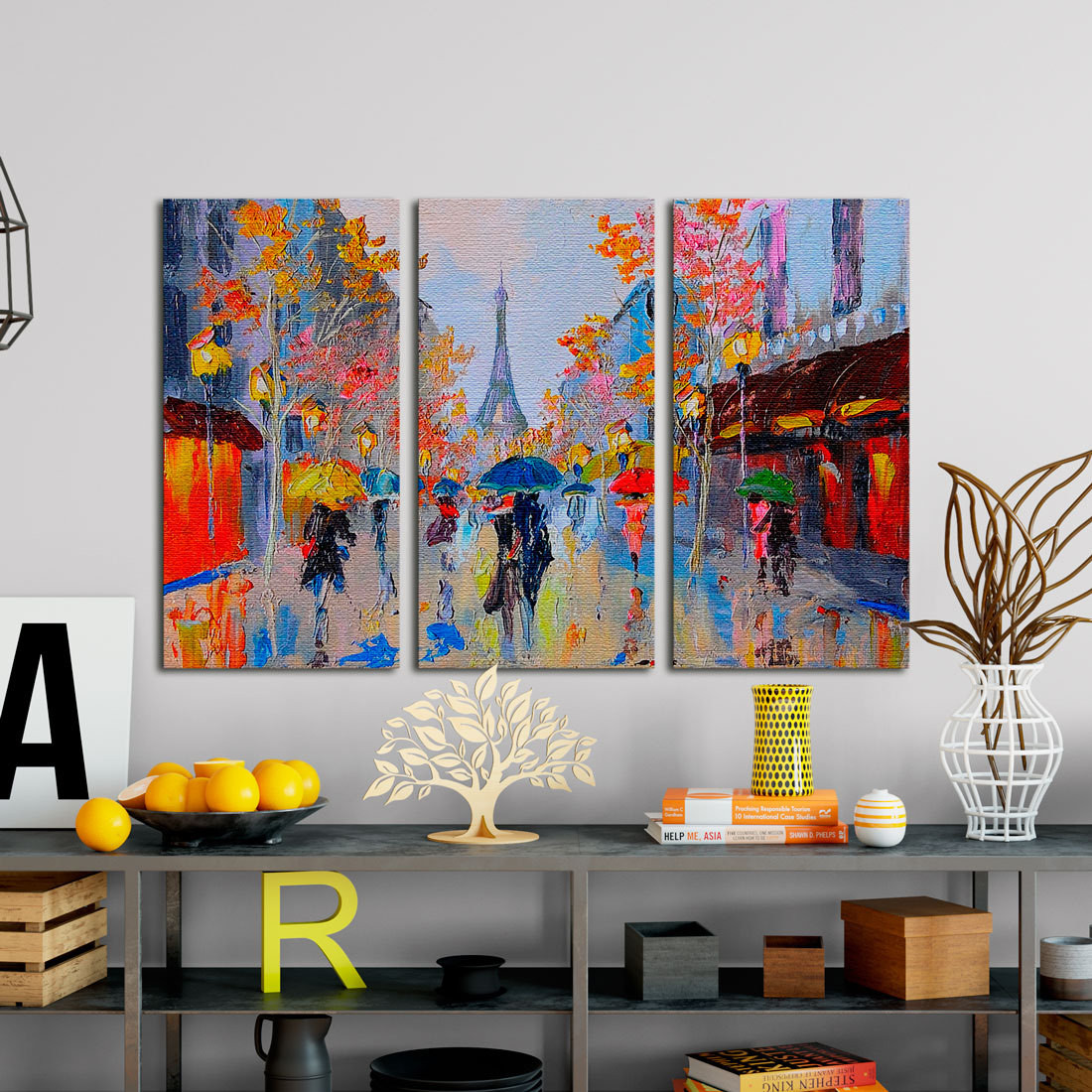 Conjunto de Quadros Decorativos Torre Eiffel Paris - Em Canvas
