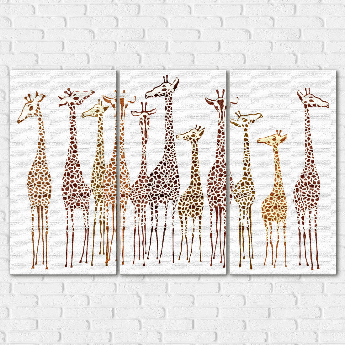 Conjunto de Quadros Decorativos Girafas - Em Canvas