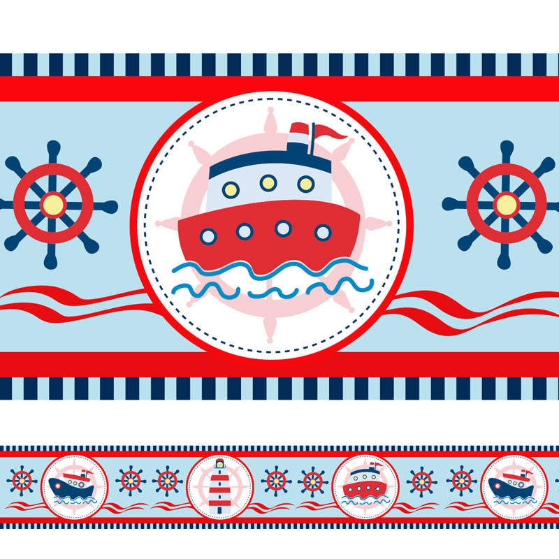 Faixa Decorativa Infantil Barco e Farol Marinheiro