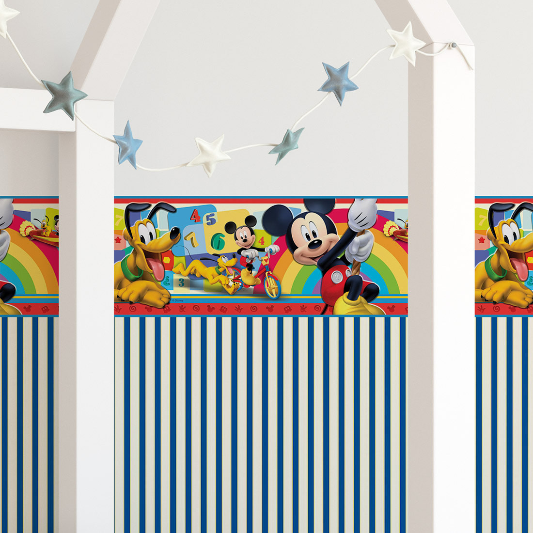 Faixa Decorativa Infantil Mickey Mouse e Pluto - Disney - Rolo com 5 Metros
