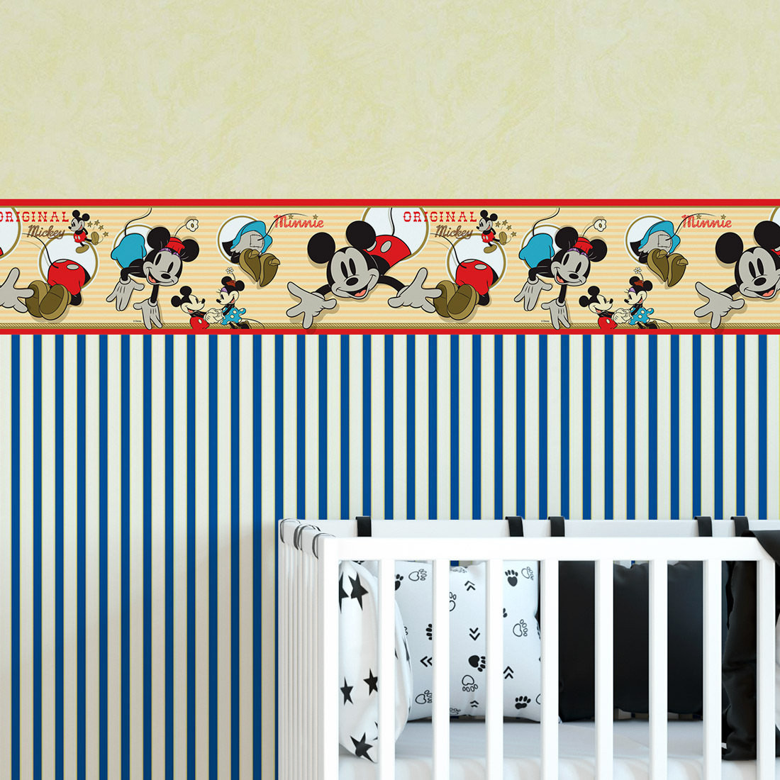 Faixa Decorativa Infantil Mickey e Minnie - Disney - Rolo com 5 Metros