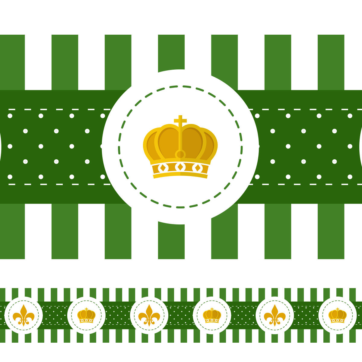 Faixa Decorativa Coroa e Flor de Lis - Verde