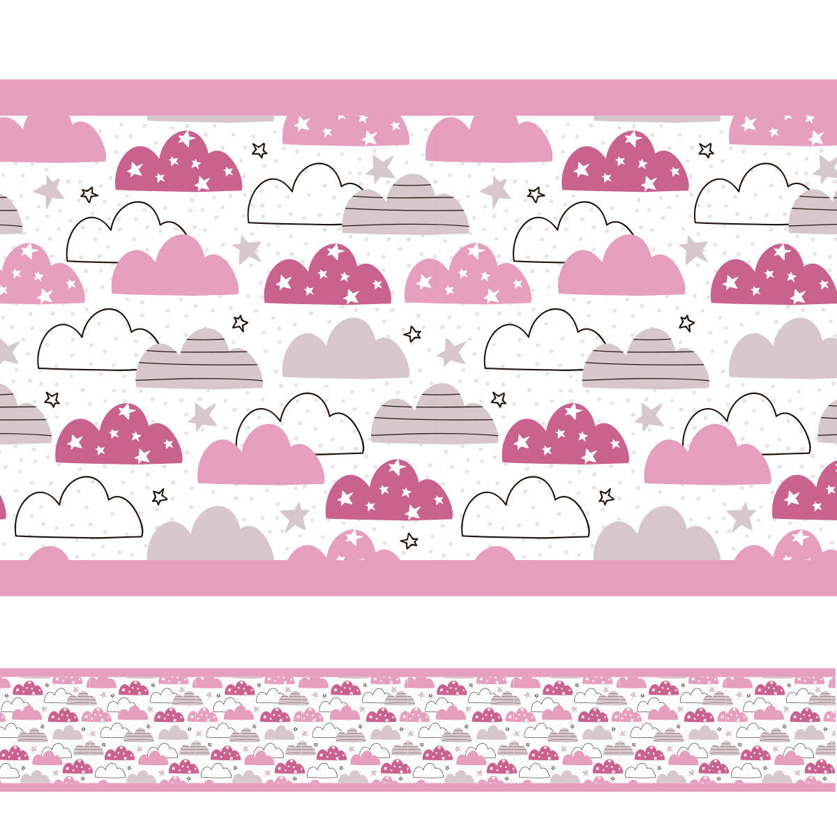 Faixa Decorativa Nuvens Divertidas Rosa