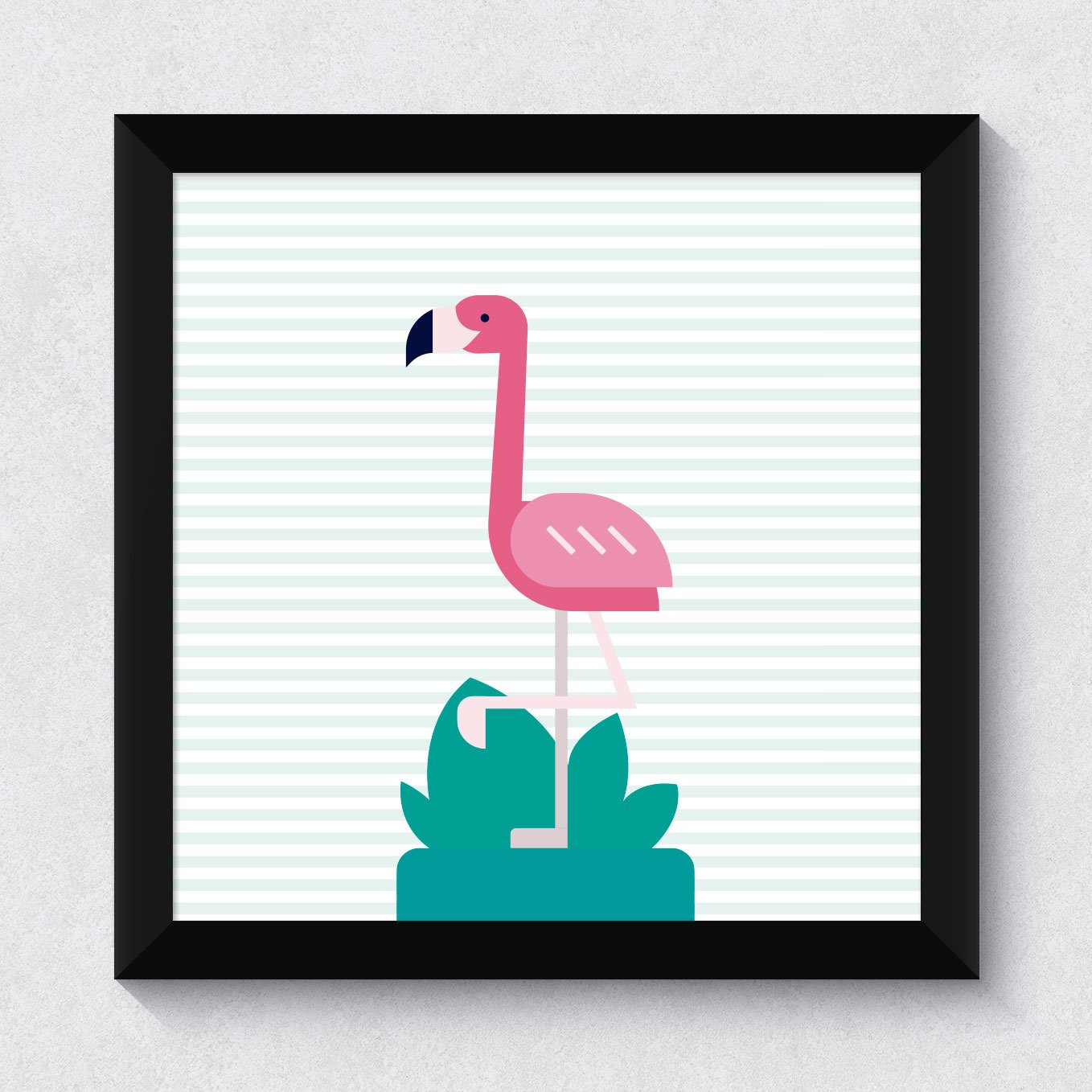 Quadrinho Decorativo Flamingo com Listras